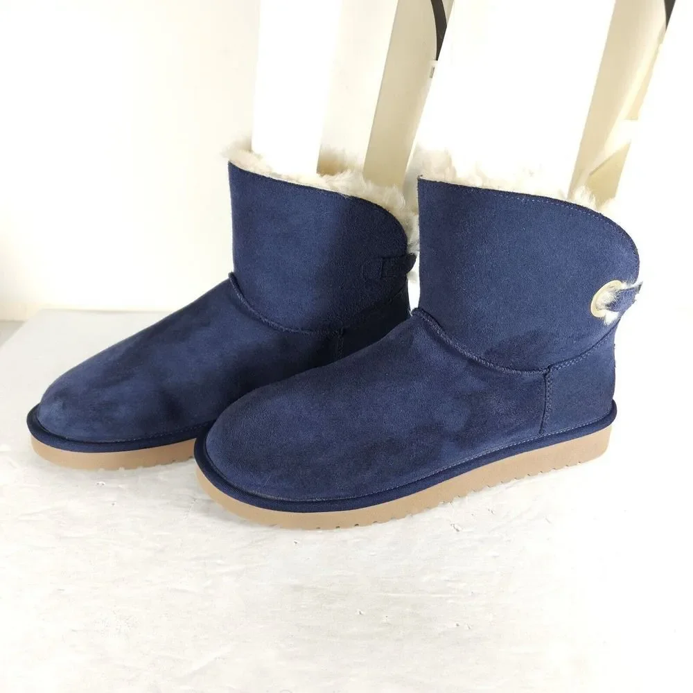 Koolaburra By Ugg Women's Remley US 10 Mini Suede Navy Blue Fur Lined Boots